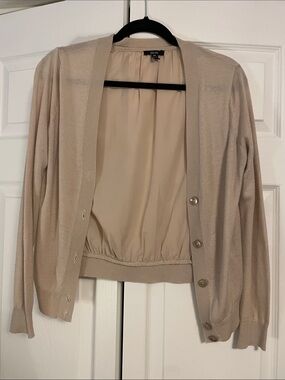 Jacob Neutral-Beige Satin-Like Lined Cardigan
